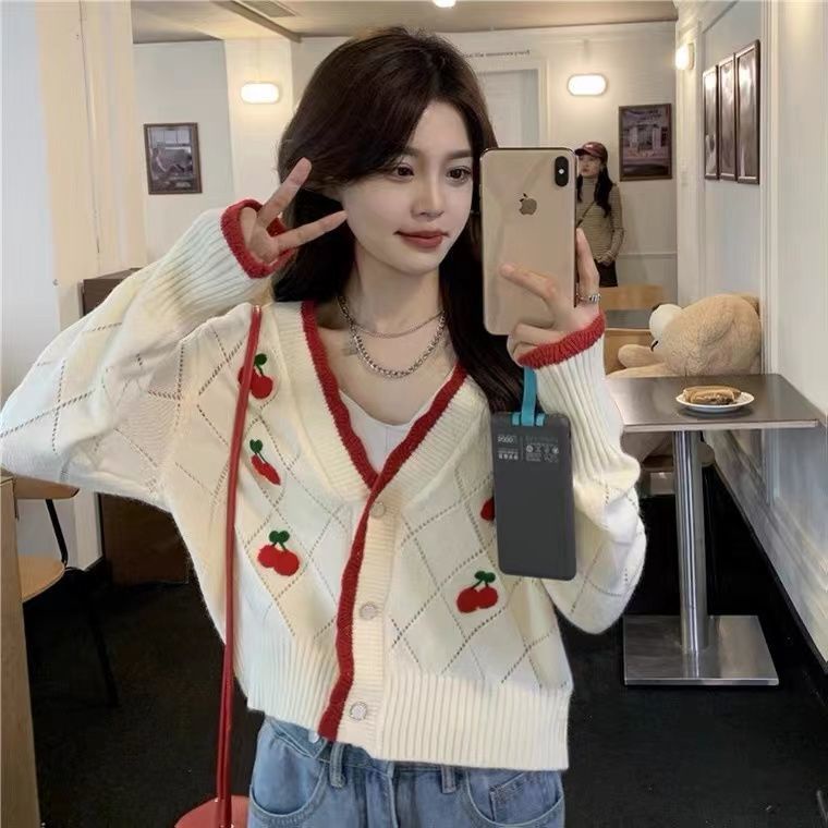 COZOK Áo Khoác cardigan Dệt Kim Tay Dài Thân Ngắn Kiểu retro Thời Trang