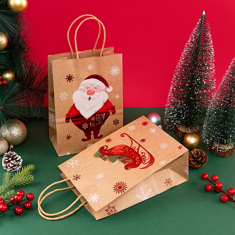 Túi Giấy kraft Đựng Quà / Kẹo / Đồ Ăn Vặt Hình Ông Già Noel / Người Tuyết / Cây Thông Giáng Sinh