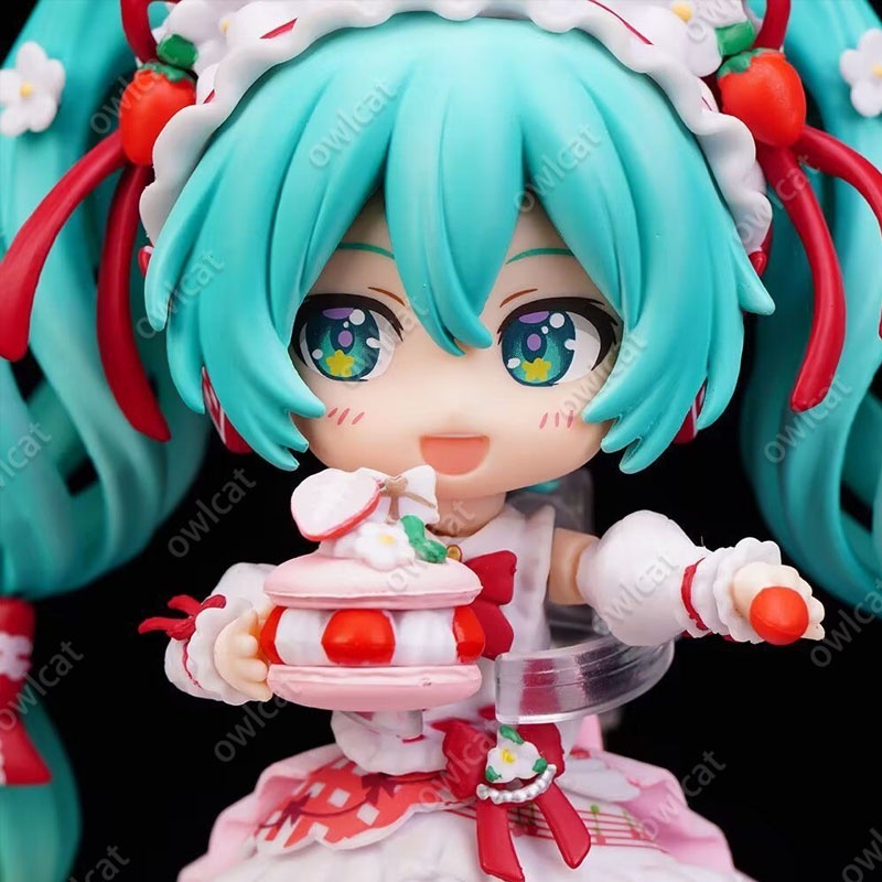 Mô Hình Nhân Vật Miku Nendoroid 1939#  Strawbarry Birthday Cake Theme Hatsune Miku Girl 10cm Virtual Singer Figure Packed in Box Red Vocaloid Doll Model