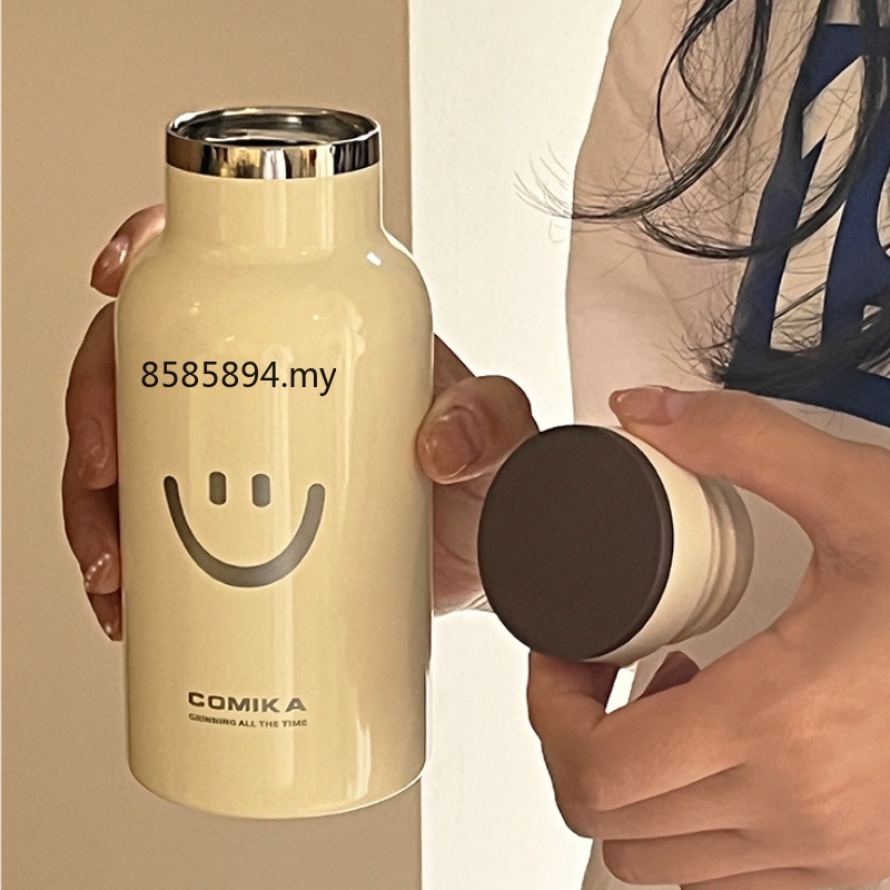 Comika Bình Giữ Nhiệt Bằng Thép Không Gỉ 304 Cao Cấp In Hình Mặt Cười Dễ Thương