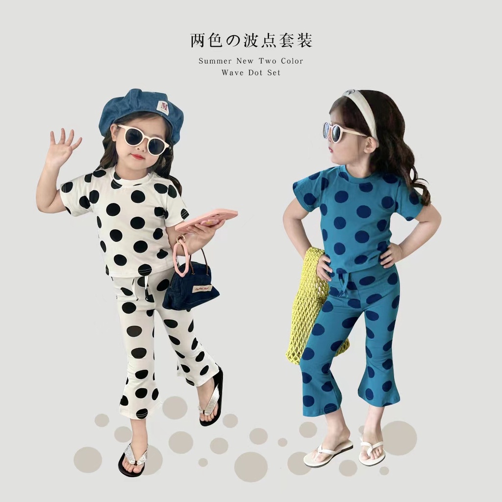 Set Áo Chấm Bi + Quần Loe Cho Bé