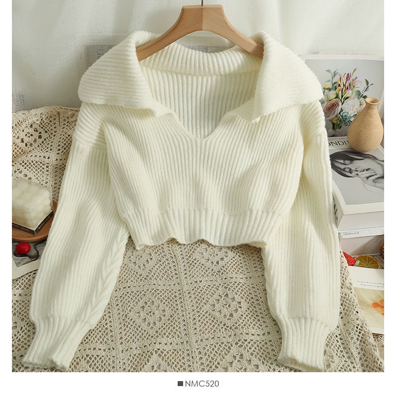 Áo sweater Cổ v Tay Dài Dáng Ôm Thời Trang Thu Đông 2023 Cho Nữ