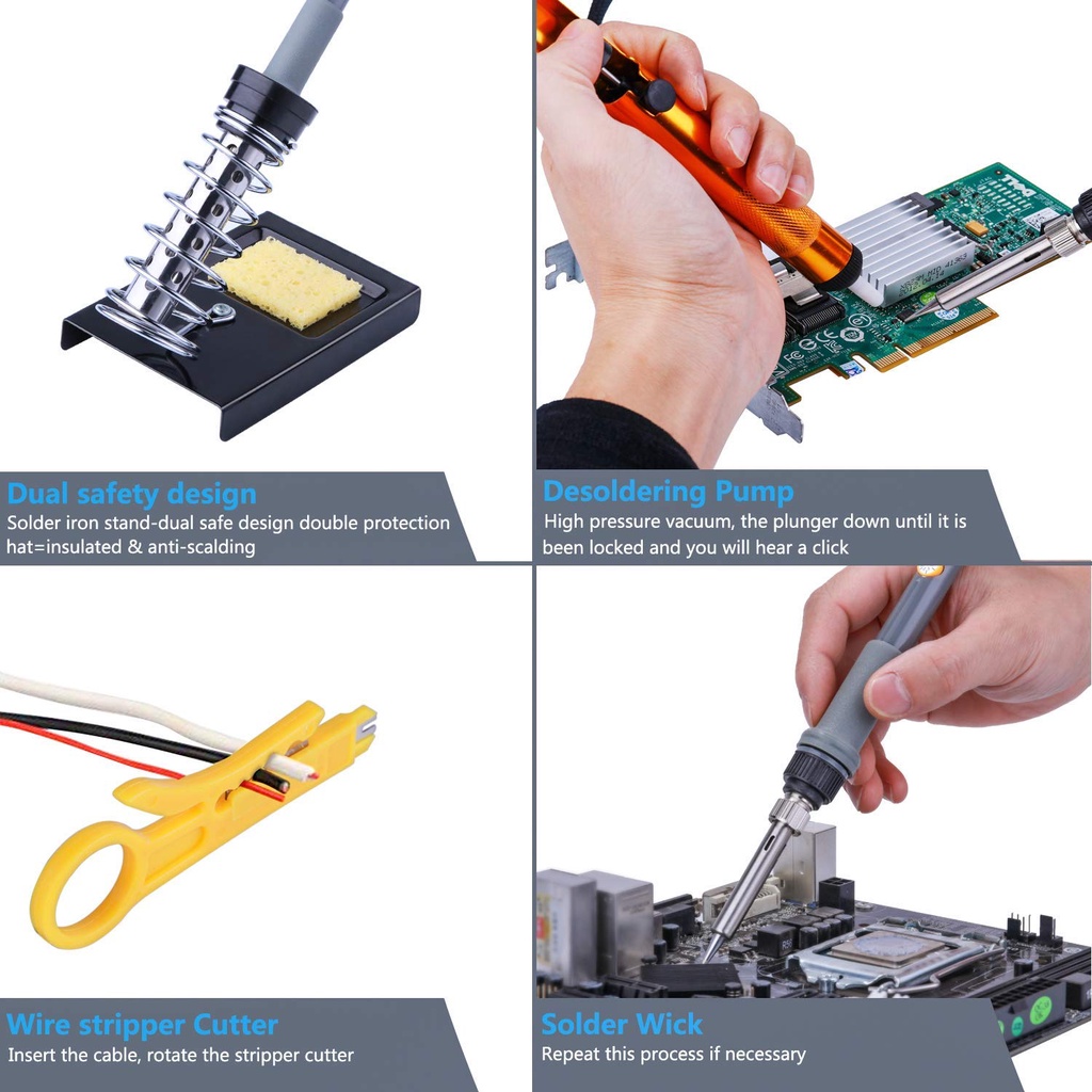 Bộ Hàn Sắt Điện Điều Chỉnh Nhiệt Độ, Dụng Cụ Hàn Bút Chì Nhiệt 220V 110V 60W
