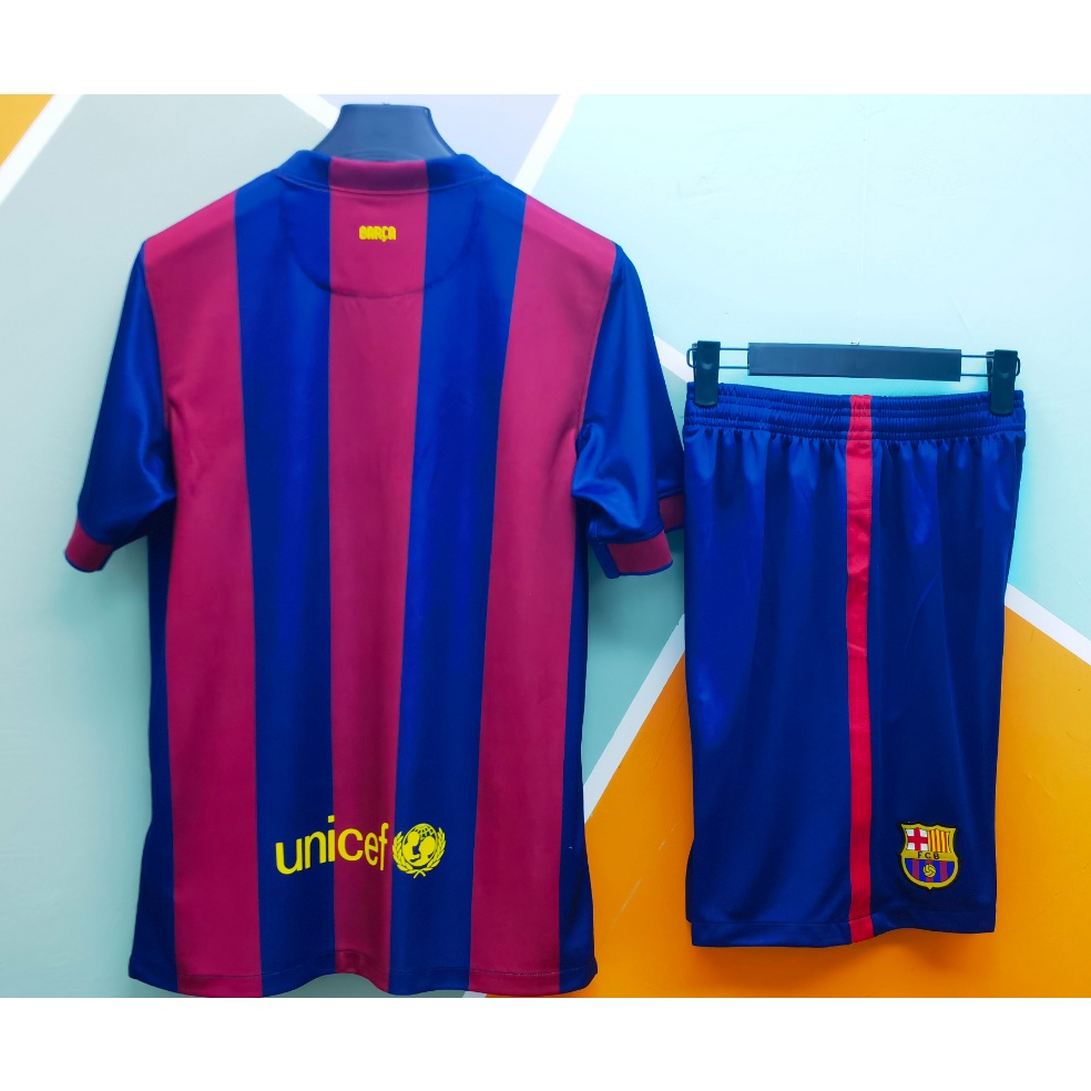 Set Quần Áo Ngắn Tay Trong Môn Bóng Đá barcelona Mùa Giải 2014 2015 + Quần Short Size 10 #