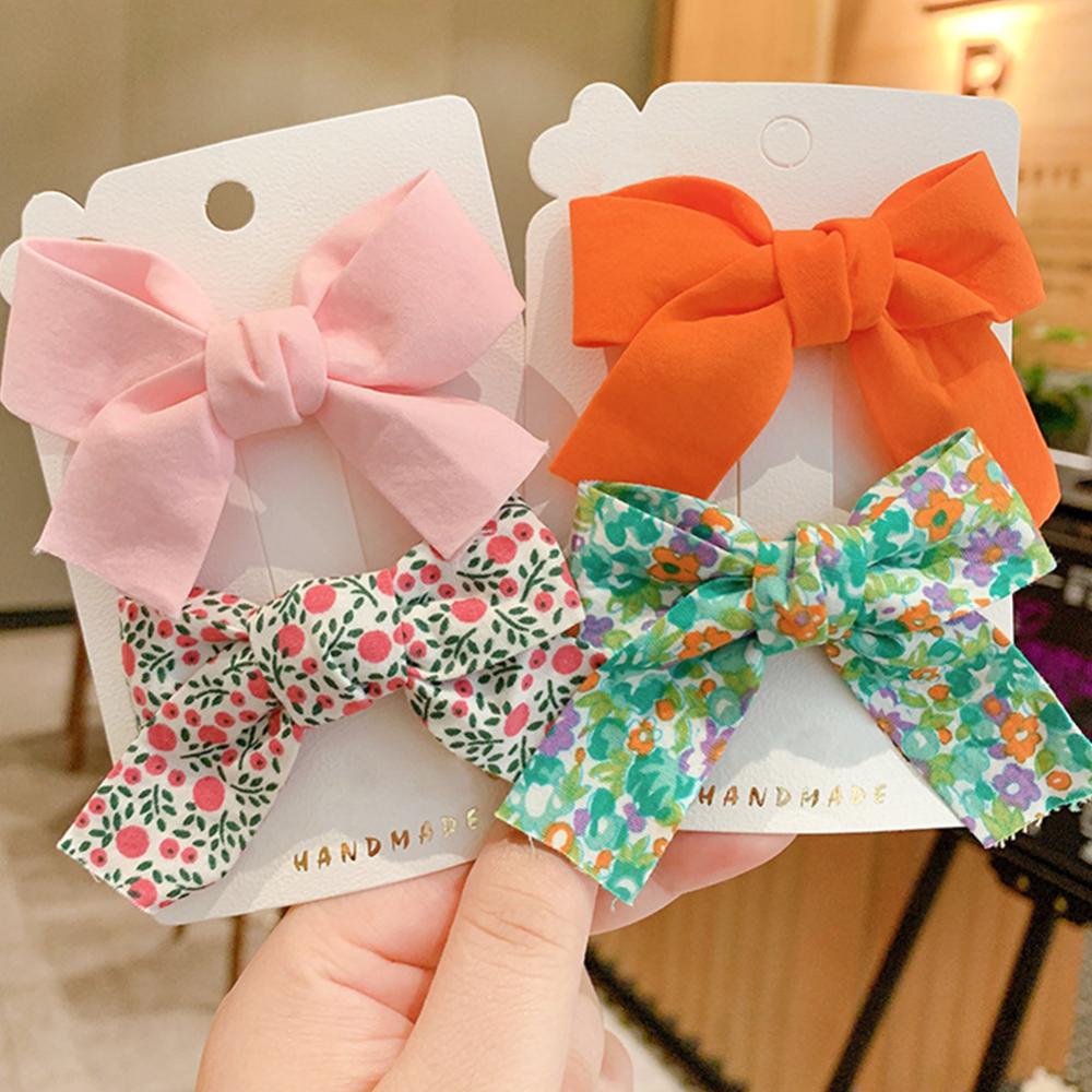 Set 2 Kẹp Tóc Vải Đính Nơ Nhiều Màu Dễ Thương f7r5