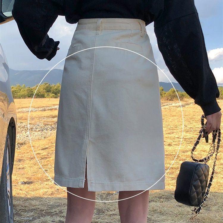 Ielgy Chân váy jean Ngắn Dáng Chữ a Lưng Cao Màu Trắng Thời Trang Mùa Hè Cho Nữ