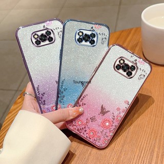 Ốp Điện Thoại For Xiaomi Poco X3 NFC Case Xiaomi Poco M3 Ốp Lưng Xiaomi Poco X3 Pro Casing Xiaomi Poco M4 Pro Case Xiaomi 11T Pro Case Xiaomi Mi 11 Lite Case TPU Luxury Romance Flower Butterfly Silicone Phone Case Cassing Cases Cover OU