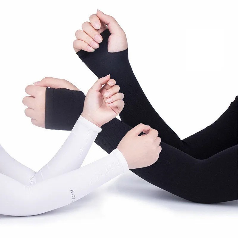 1 Cặp Găng Cánh Tay Chống Nắng Và Tia uv Bằng Lụa Lạnh unisex Dùng Khi Lái Xe / Đạp Xe / Câu Cá / Chạy