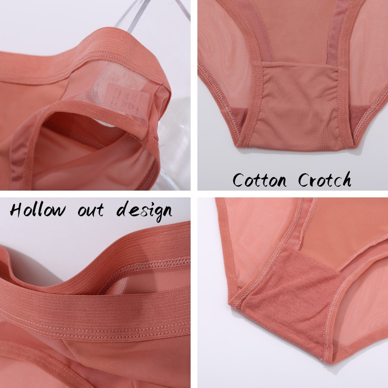 Allofme Quần Lót cotton Phối Lưới Thoáng Khí Thoải Mái Gợi Cảm Cho Nữ m-xxl