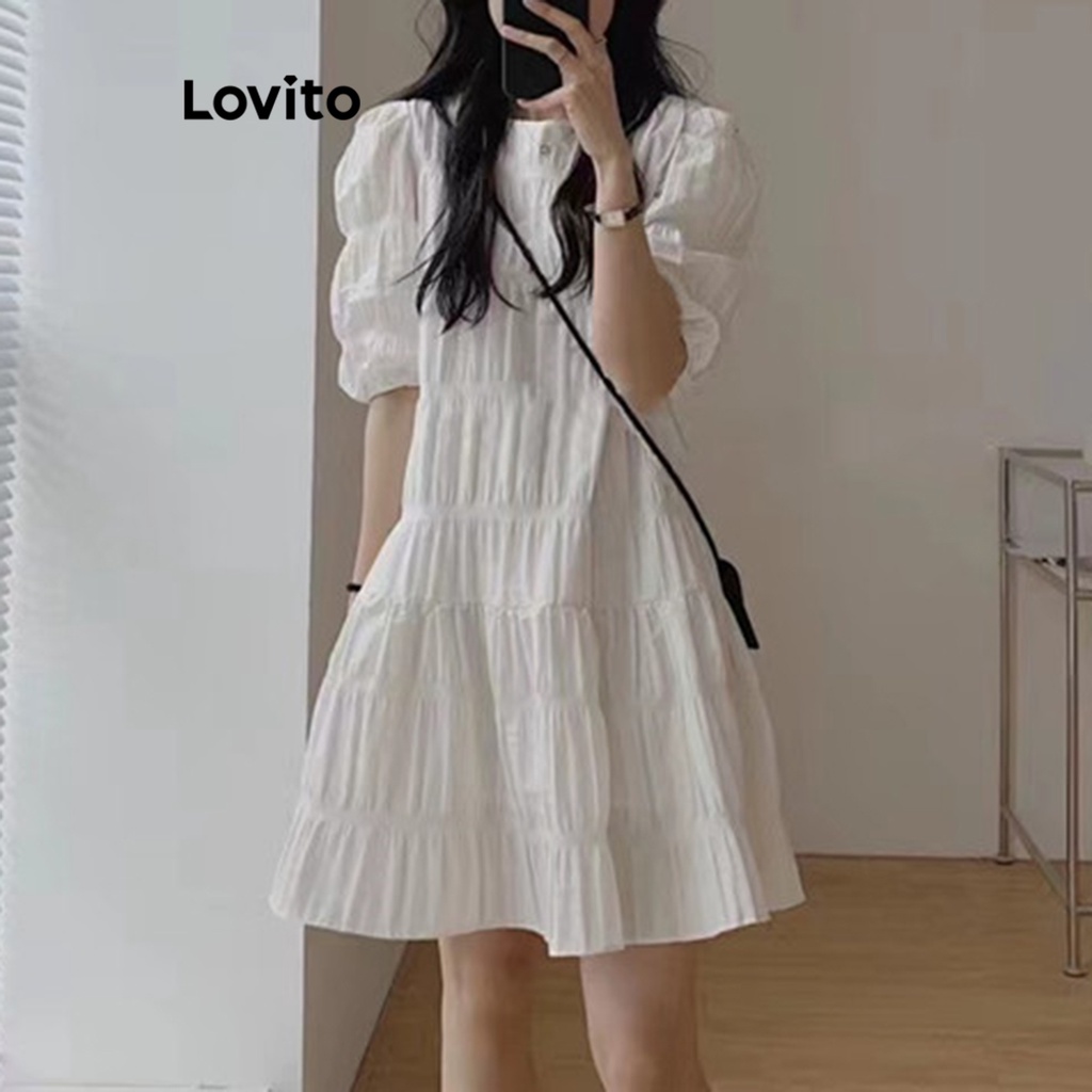 Đầm Lovito cơ bản không tay màu trơn thường ngày cho nữ LNA16150