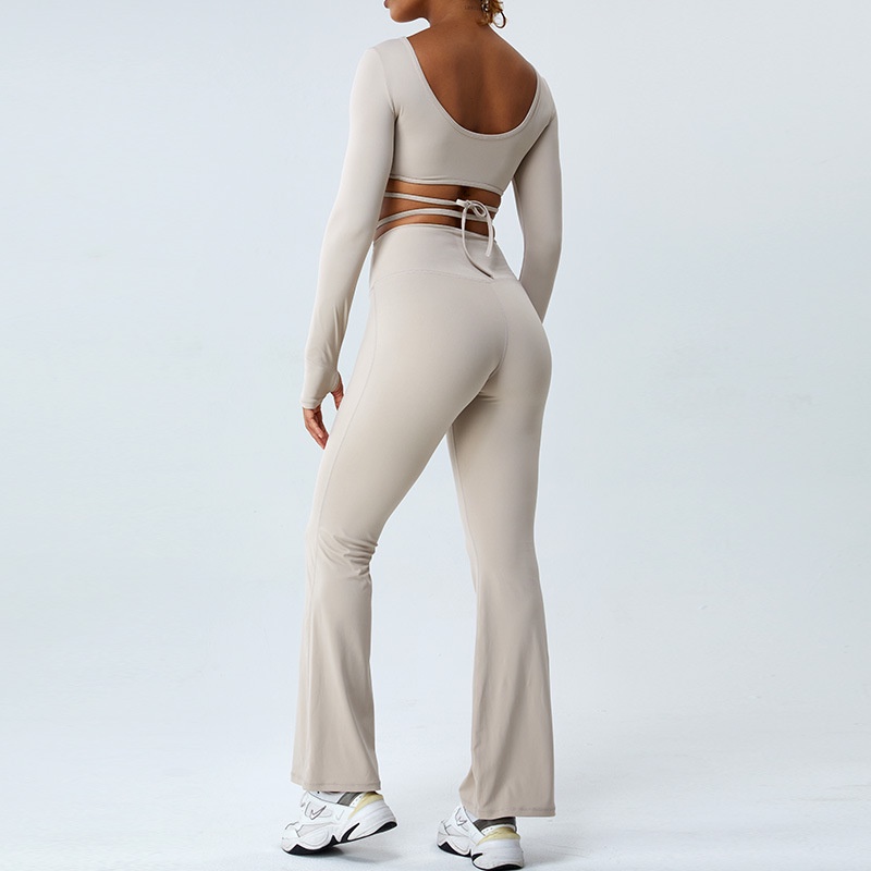 Áo Thun Thể Thao Tay Dài Phối Dây Chéo Lưng Thời Trang Quyến Rũ Cho Nữ