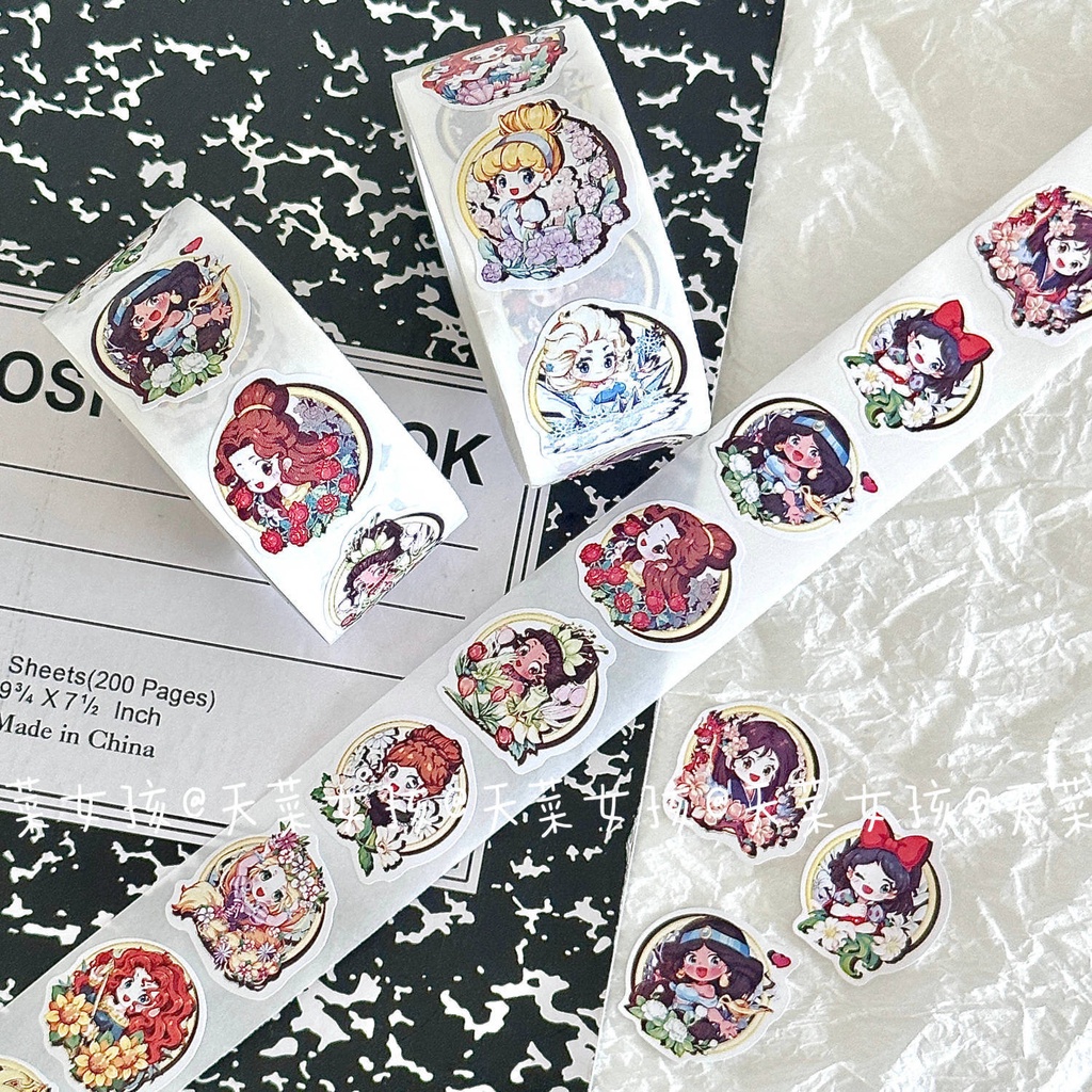 SANRIO Cuộn 500 Miếng Dán Trang Trí In Hình Công Chúa disney Xinh Xắn