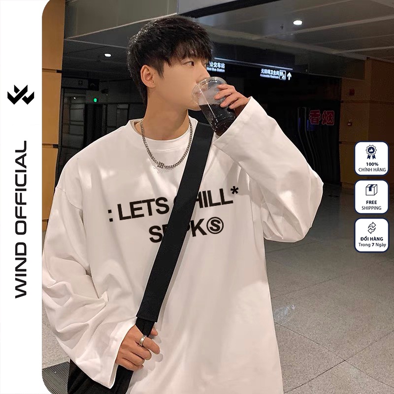 Áo thun tay dài Wind phông unisex form rộng CHILL nam nữ cotton oversize ulzzang
