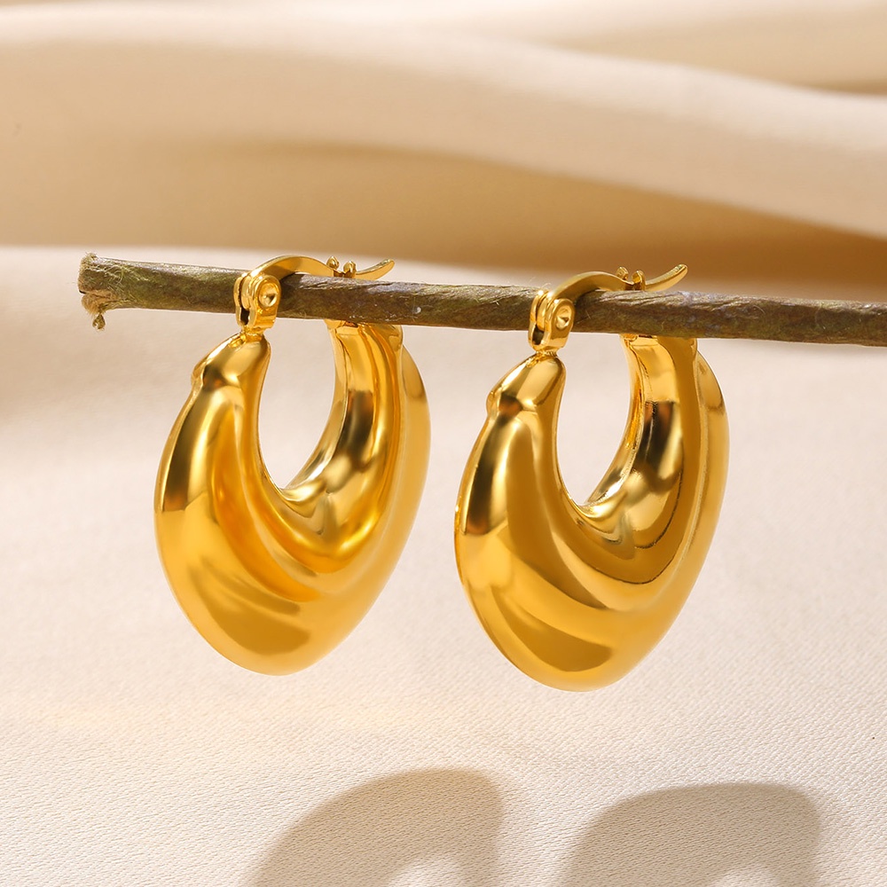 Đôi Khuyên Tai Tròn Bằng Thép Không Gỉ Màu Sắc Thời Trang Dành Cho Nữ