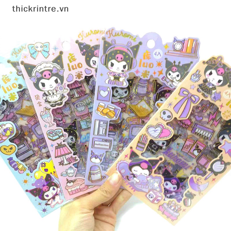 Set 4 Tấm Hình Dán sanrio kuromi Dễ Thương Chất Lượng Cao Trang Trí Sổ Tay diy vn