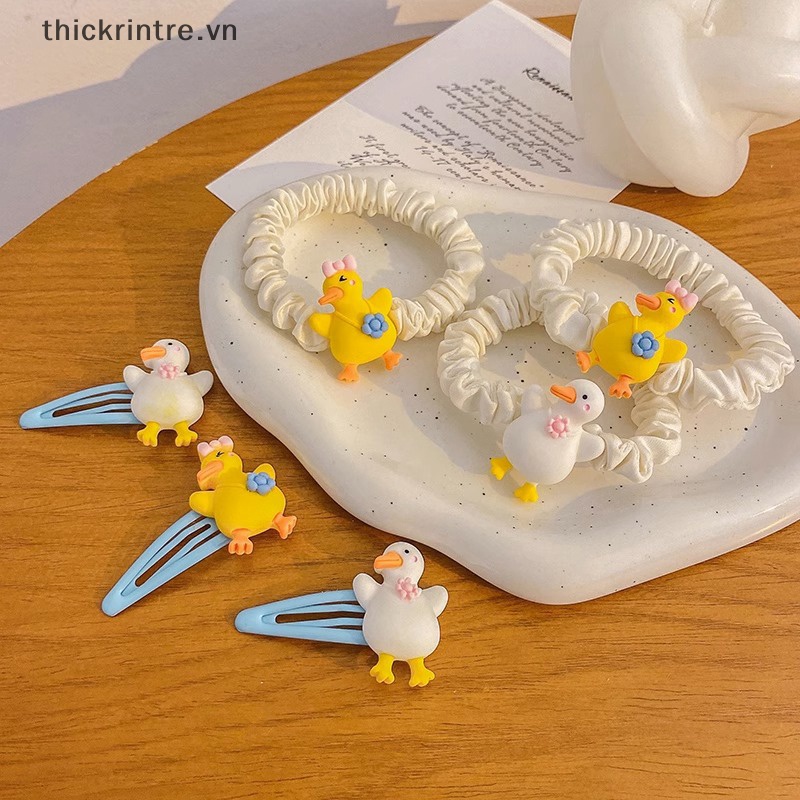 Kẹp Tóc Cao Su Co Giãn Hình Vịt Hoạt Hình Dễ Thương Cho Bé Gái