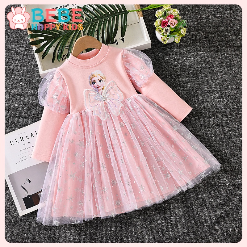 Đầm Công Chúa elsa Tay Dài Cho Bé Gái 2023