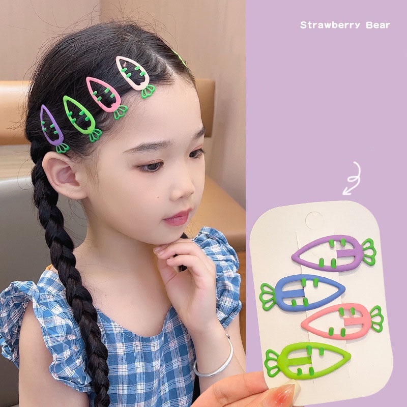 Bộ Kẹp Tóc Màu Kẹo Cà Rốt Dễ Thương Cho Bé Gái