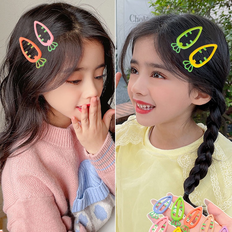 Bộ Kẹp Tóc Màu Kẹo Cà Rốt Dễ Thương Cho Bé Gái