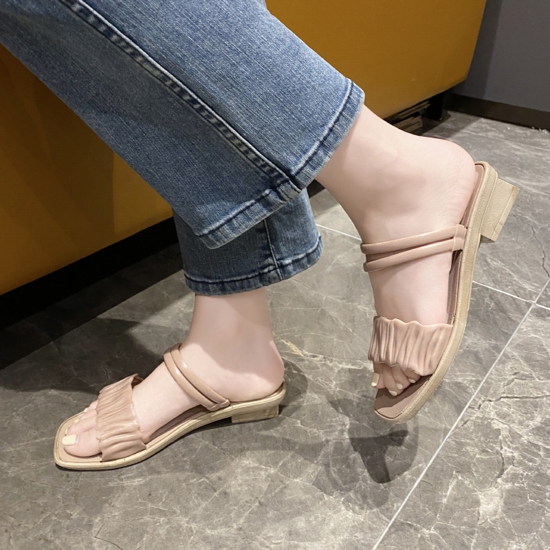 Dép Sandal Đế Dày Mũi Vuông Thời Trang Dành Cho Nữ