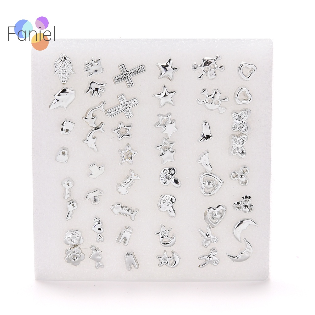 Set 24 Đôi Bông Tai Nhựa Mạ Bạc Thời Trang Bán Sỉ M I