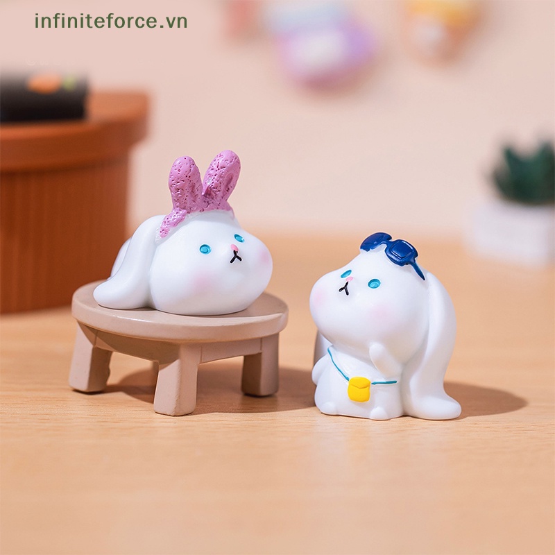 Tượng Thỏ Hoạt Hình mini Bằng Nhựa resin Dễ Thương Trang Trí Phong Cảnh Giáng Sinh