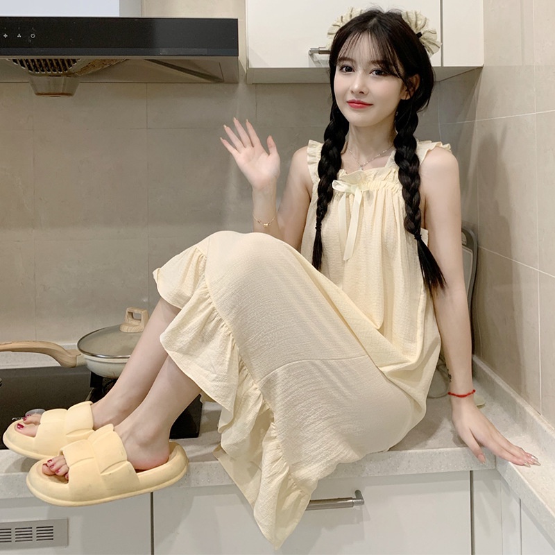 Váy ngủ 2 dây mặc nhà dễ thương, Đầm ngủ pijama hai dây phong cách hàn quốc thời trang mùa hè dành cho nữ Lff0828