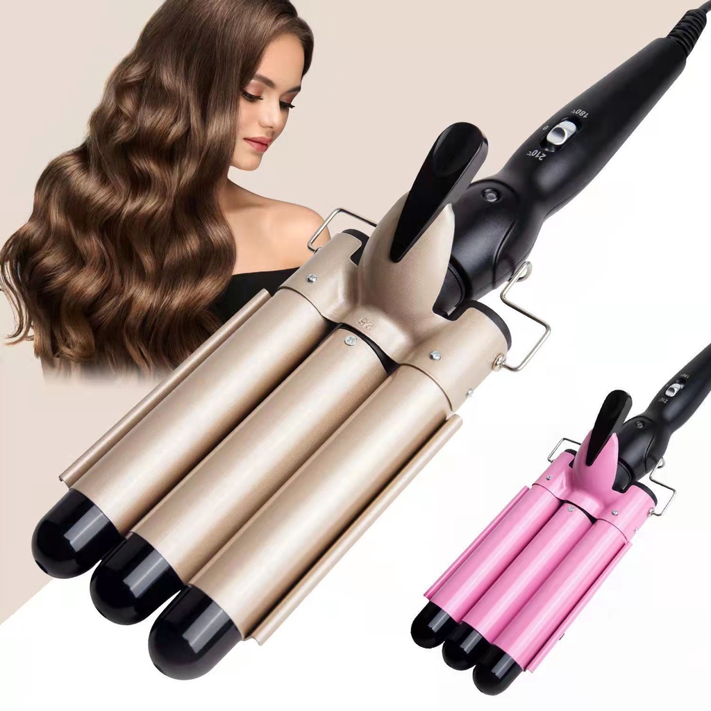 Máy Uốn Tóc Ba Thanh Kiểu Hàn Quốc Gợn Sóng Ba Trục 22mm