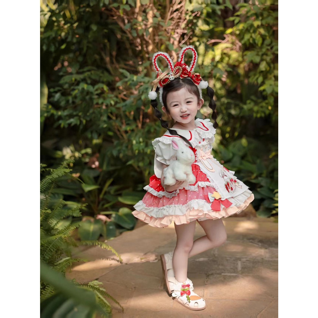 Hàng Mới Về Đầm Công Chúa lolita In Họa Tiết Dâu Tây / Cà Rốt Thời Trang Mùa Thu Cho Bé Gái