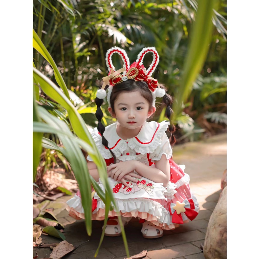 Hàng Mới Về Đầm Công Chúa lolita In Họa Tiết Dâu Tây / Cà Rốt Thời Trang Mùa Thu Cho Bé Gái