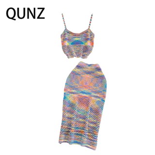 Qunz Set Áo Không Tay + Chân Váy Dài Thời Trang 6387