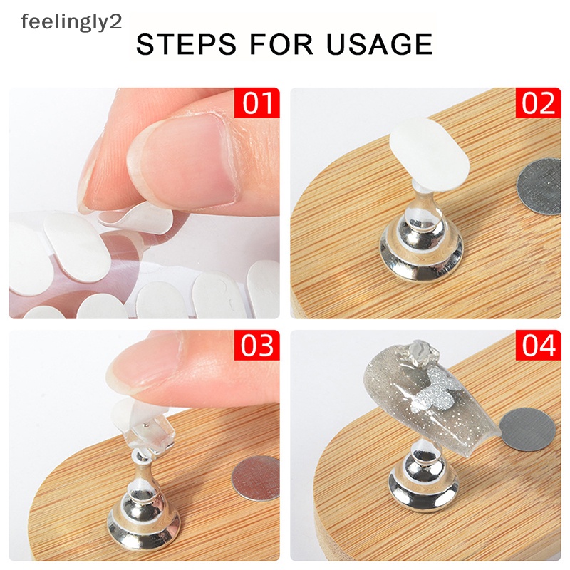 Set 100 Băng Keo Hai Mặt Bằng acrylic Trong Suốt Dùng Trưng Bày Móng Tay Không Cắt