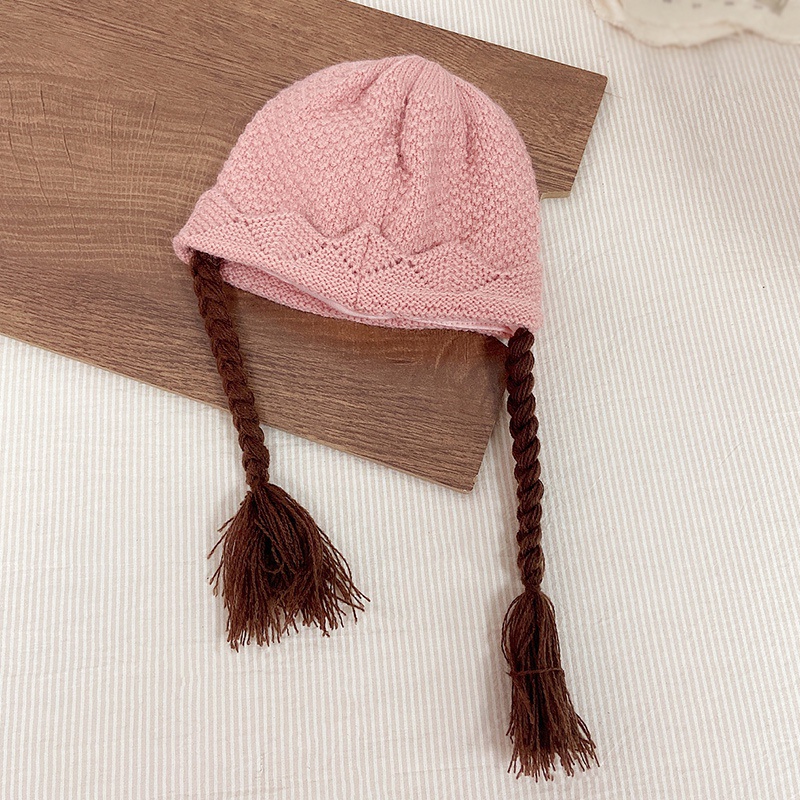 Mũ Len beanie Đính Tóc Giả Dễ Thương Cho Bé