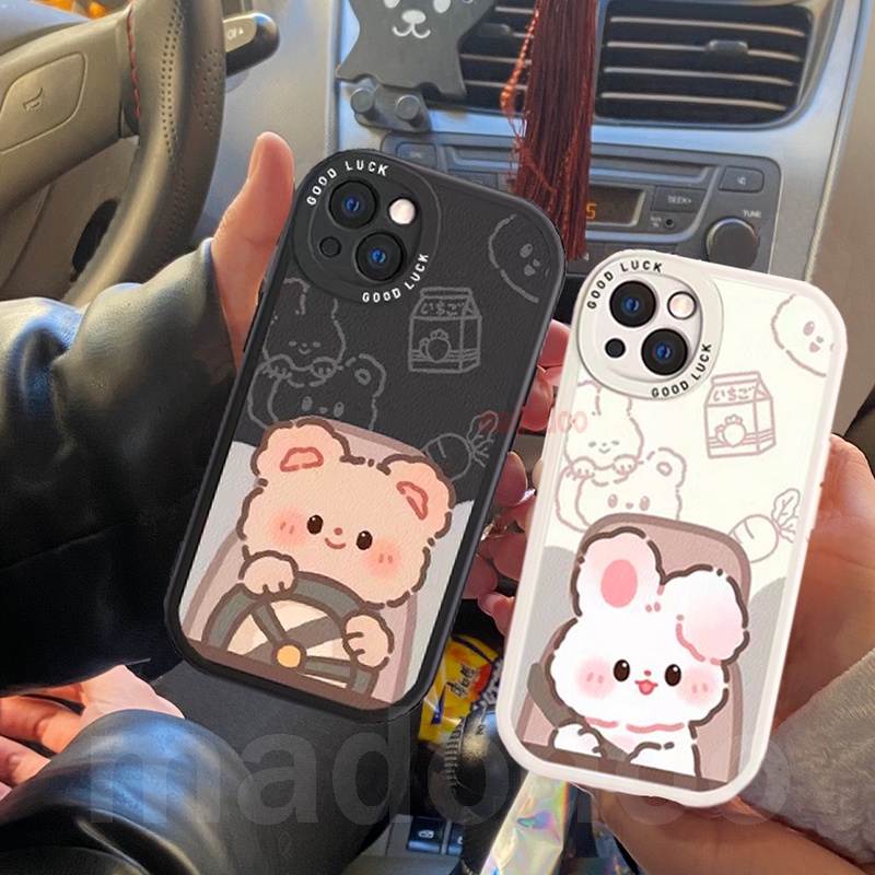 Cartoon Casing Redmi 12C A1 A2 10 10C 10A 9A 9C 9T Note 12 11 11S 10S 9S 9 Pro 8 7 2022 4G 5G Mi POCO X5 X3 NFC K20 14 13T 10T Cute Oval Airbag Shockproof Soft Phone Case drive Bear Rabbit Couple Back Cover XPN 79
