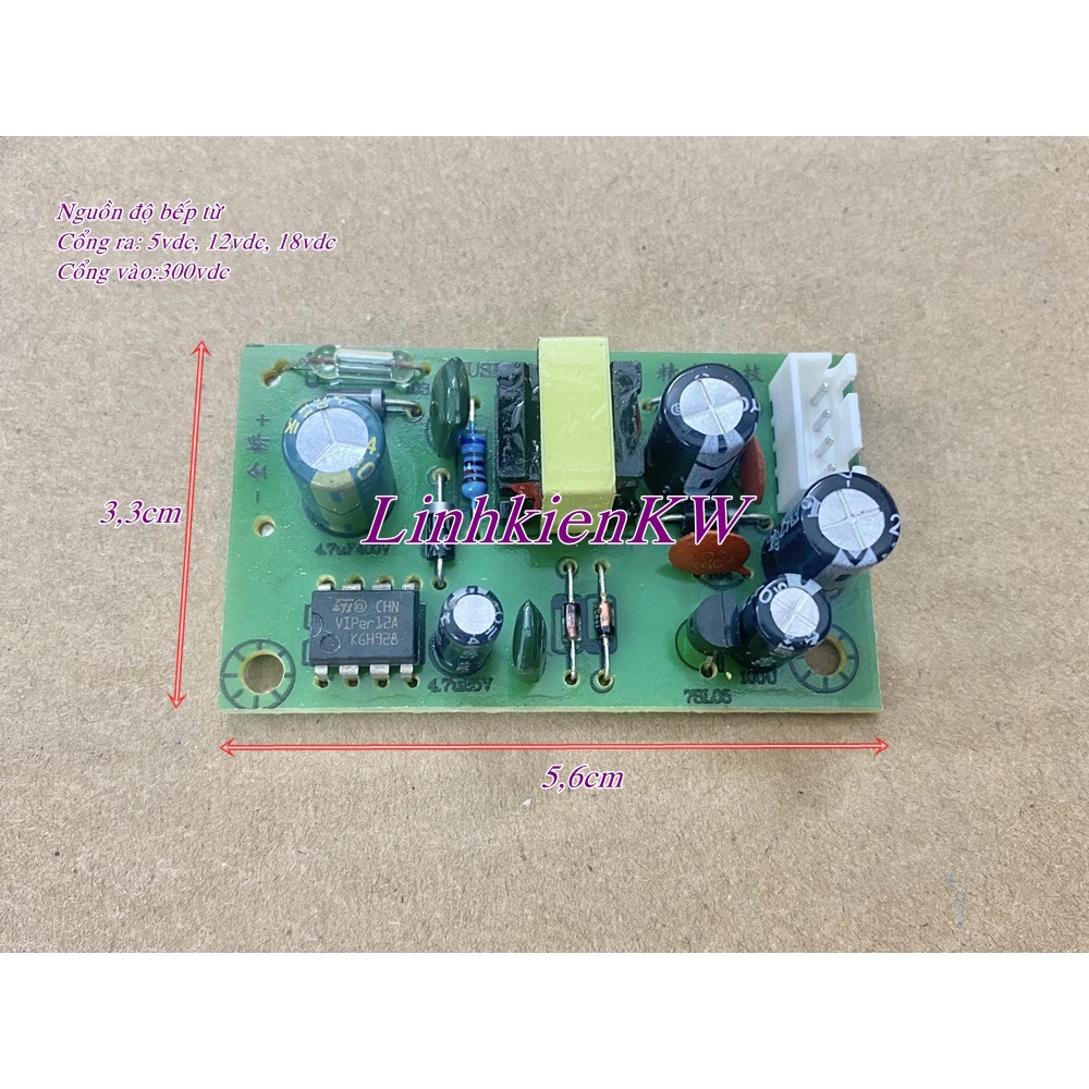Nguồn độ cho bếp từ vào 300vdc ra: 5v, 12v, 18v ,Chuyên độ cho Bếp từ mới 100%