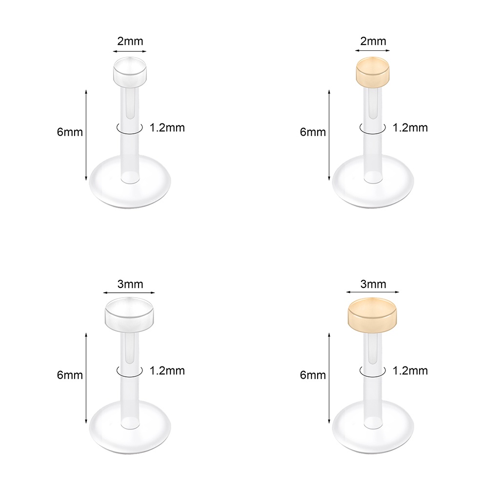1 Khuyên Xỏ Tai acrylic 16g Hình Đôi Môi Màu Trong Suốt