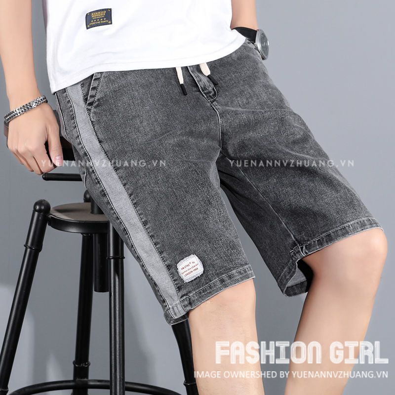 Quần short nam jean Bigsize Quần đùi ngố cạp chun lưng thun xám khói mùa hè Phong cách Hàn Quốc Thời Trang cao cấp đẹp