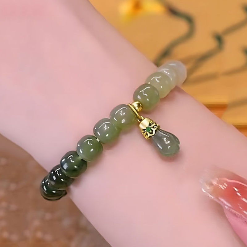 Magnolia Vòng Tay Đính Đá Ngọc Bích Màu gradient Sang Trọng Phong Cách retro