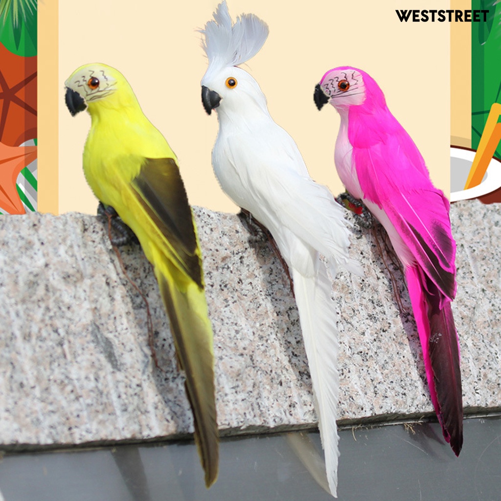 Bức Tượng Chim Vẹt Giả 3d Gắn Lông Vũ Sáng Tạo Trang Trí Sân Vườn