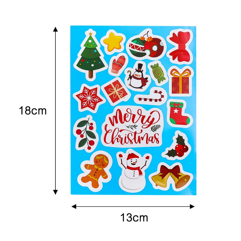 1 Tấm Nhãn Dán Trang Trí Giáng Sinh Hình Ông Già Noel Tuần Lộc Dễ Thương