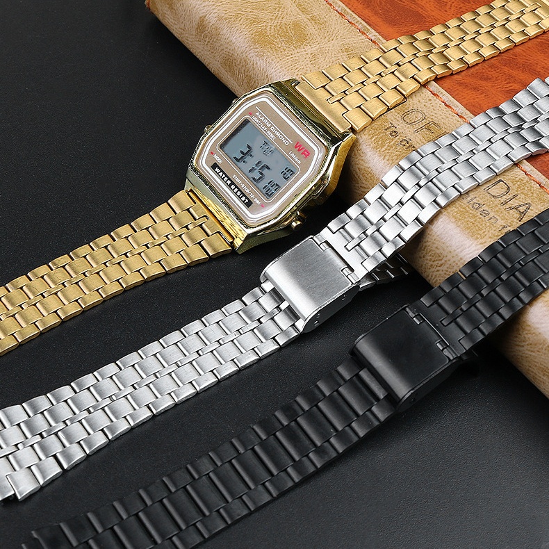 Dây Đeo Bằng Thép Không Gỉ 18mm Cho Đồng Hồ casio a158w aq230 ae1000 f91w