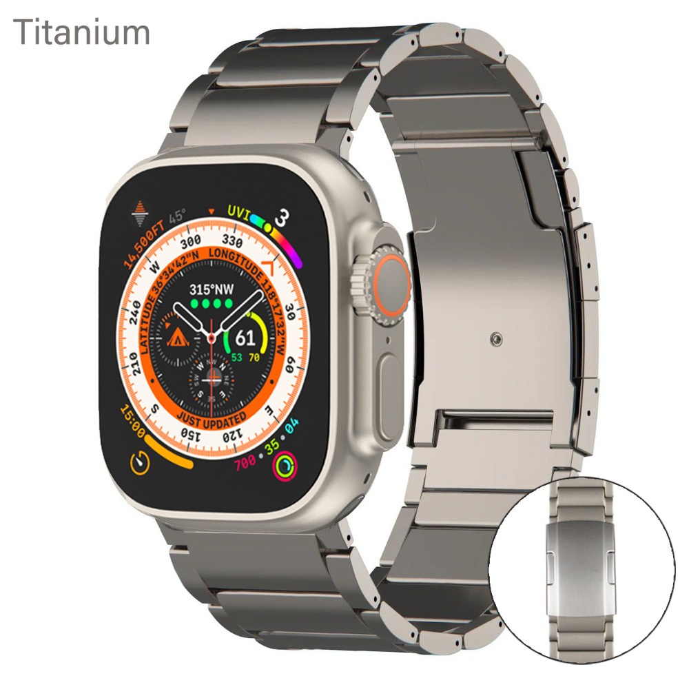 Sang Trọng Dây Đeo Đồng Hồ Bằng Titan Cho apple watch ultra 49mm iwatch series 8 7 se 6 5 4 3 45mm 41mm 40mm 38 42mm 44mm