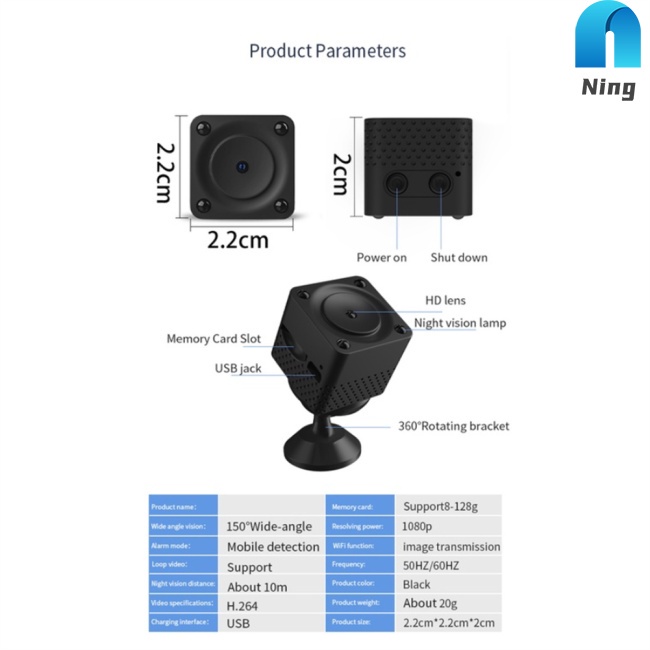 1 Bộ camera Hồng Ngoại mini cctv f9 1080p hd wifi ip Hỗ Trợ Quay Ban Đêm