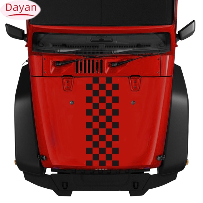 Miếng Dán Đề Can vinyl Sọc Caro Trang Trí Đầu Xe Đua Thể Thao