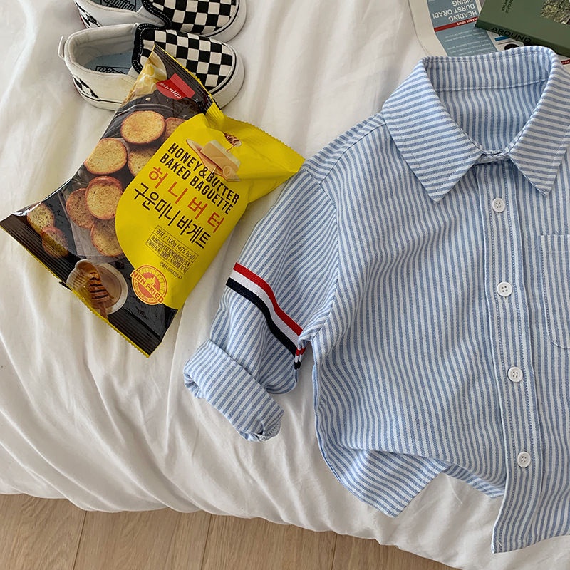 Áo Sơ Mi Tay Dài Phong Cách Hàn Quốc Thời Trang Xuân Thu Cho Bé Trai