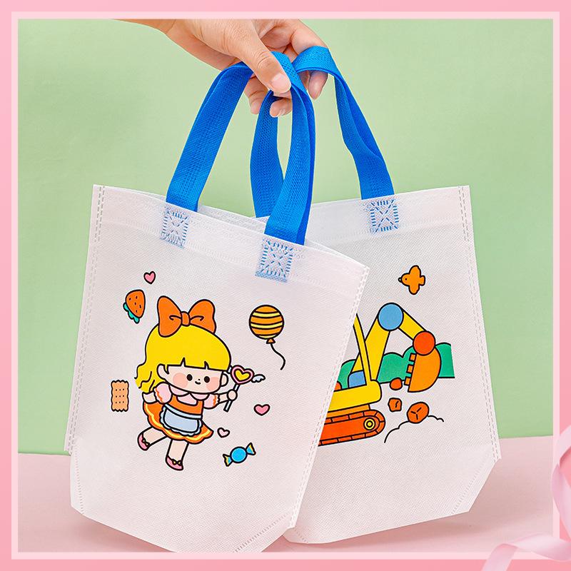 Túi tote Bằng Vải Không Dệt Tự Tô Màu Họa Tiết Hoạt Hình graffiti Cho Trẻ Em