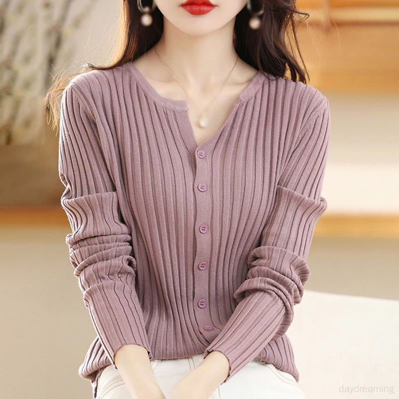 Áo Khoác cardigan Dệt Kim Màu Trơn Thời Trang Thu Đông Cho Nữ