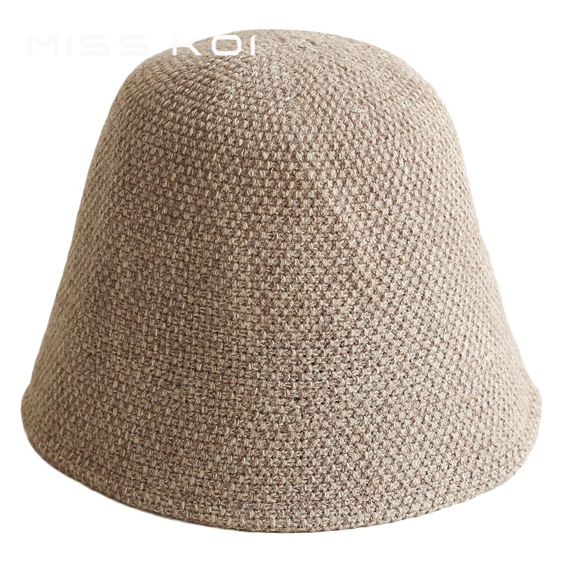 Misskoi Nón bucket Vải Len Màu Trơn Phong Cách Hàn Quốc Thời Trang Thu Đông Cho Nữ