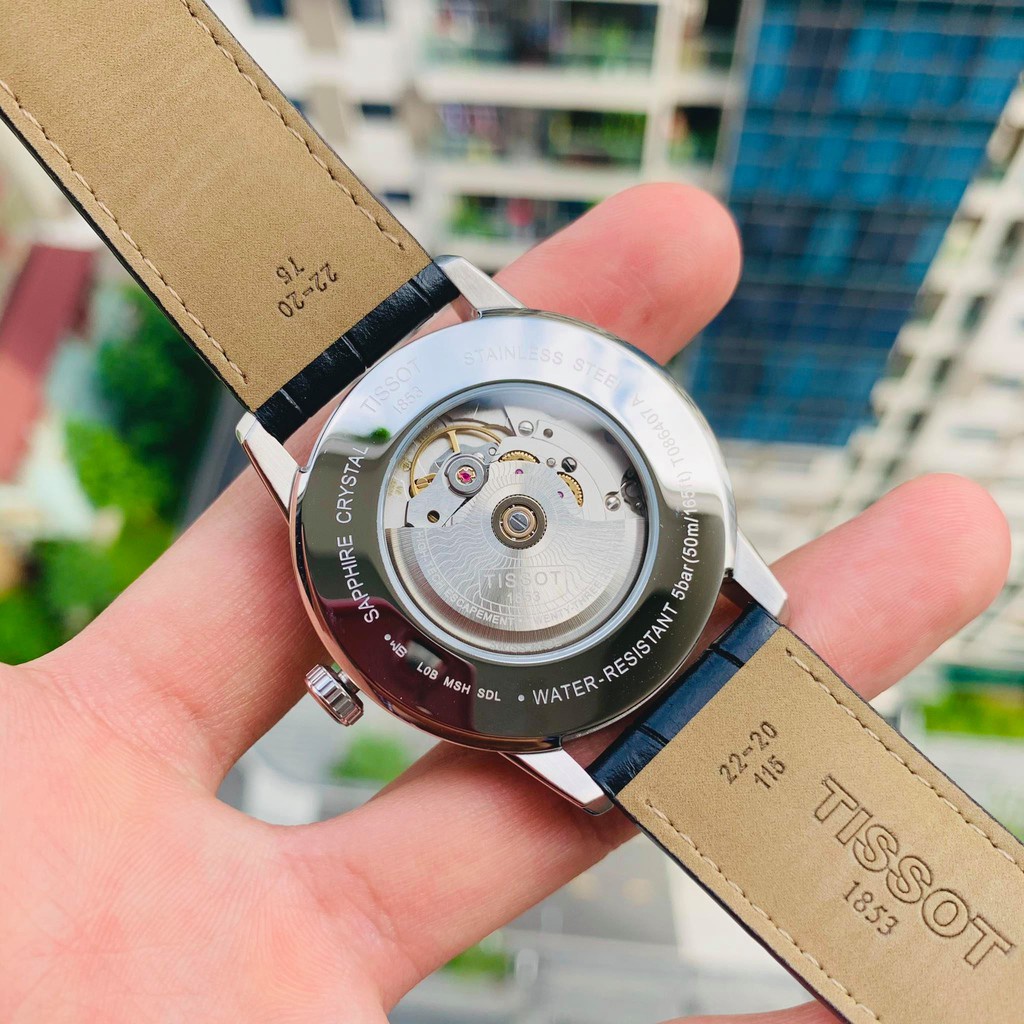 Đồng hồ Nam Tissot 1853 cơ tự động Powermatic 80, dây da, kính shapphire T086.407.16.051.00 mipecclock