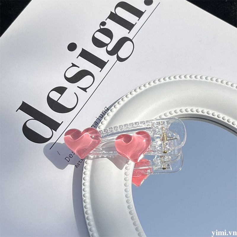 🎉Kẹp Tóc Mặt Hình Trái Tim Thạch Cá Tính Khí Chất Cho Bé Gái /